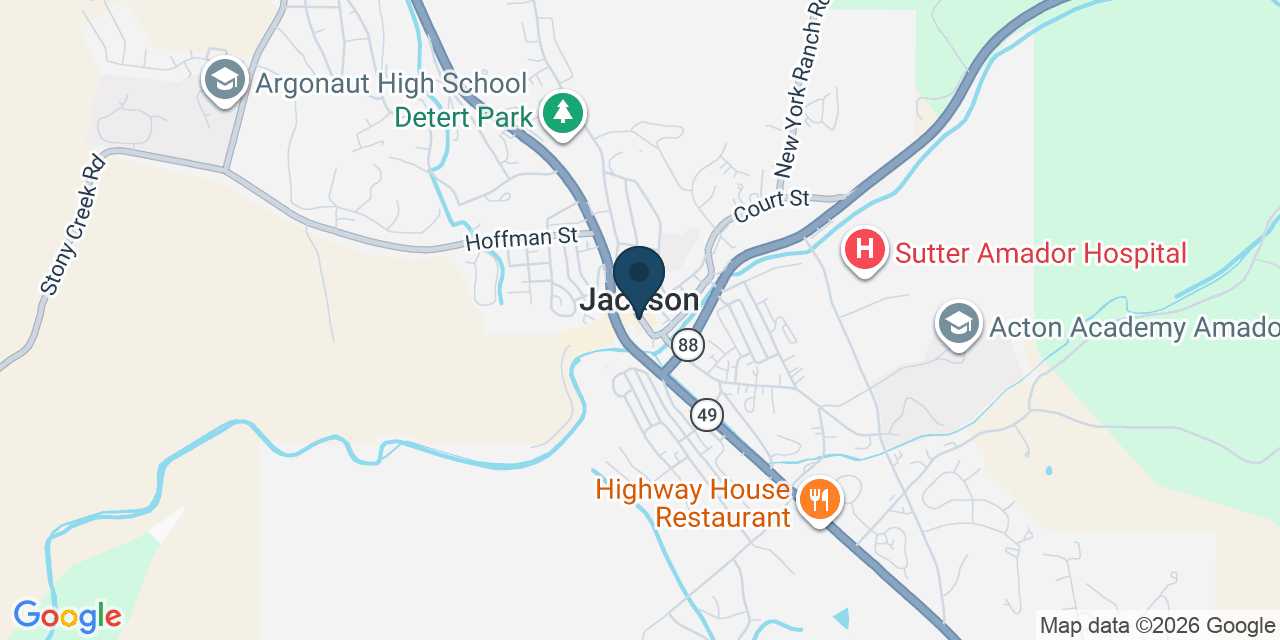 Map showing Jackson, Amador County, CA