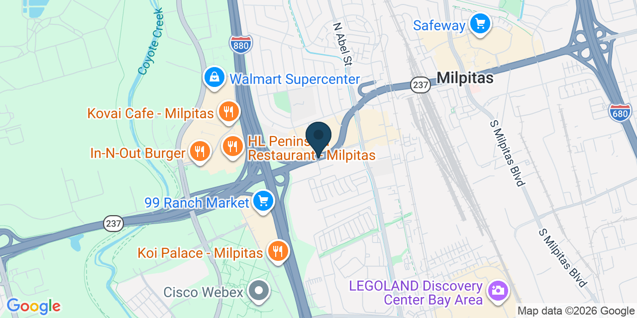 Map showing Milpitas, Santa Clara County, CA