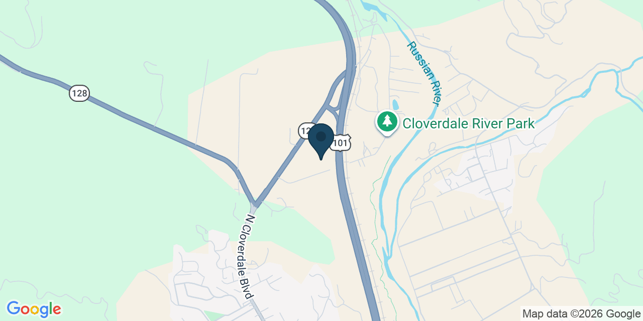 Map showing Cloverdale, Sonoma County, CA