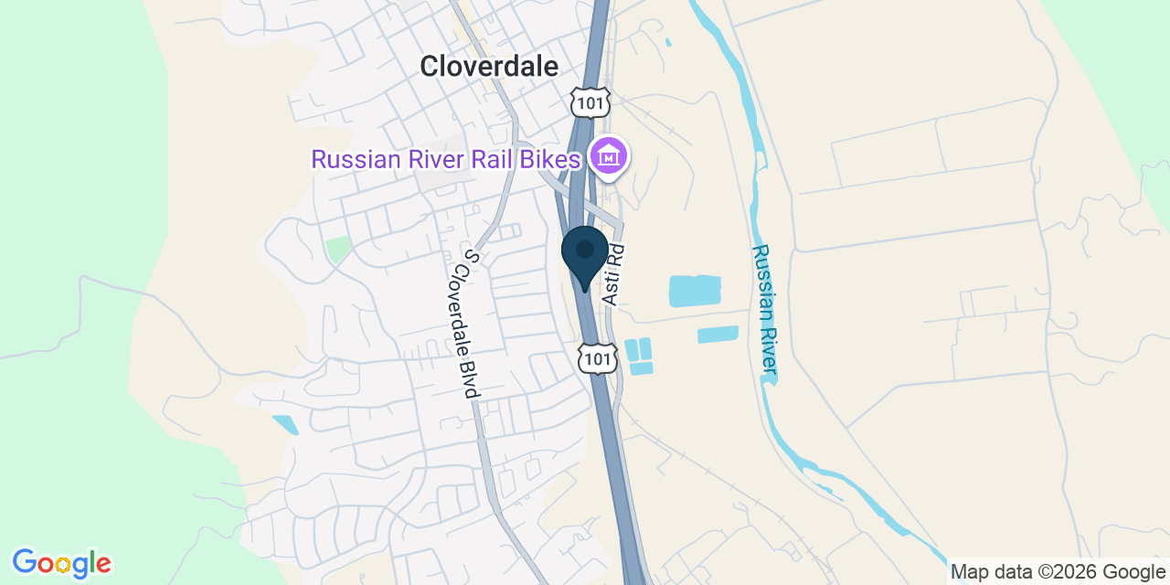 Map showing Cloverdale, Sonoma County, CA
