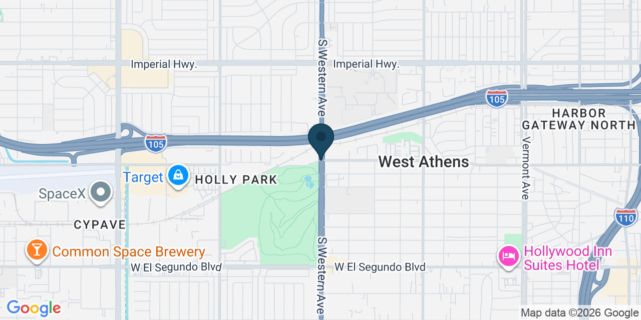 Map showing West Athens, Los Angeles County, CA