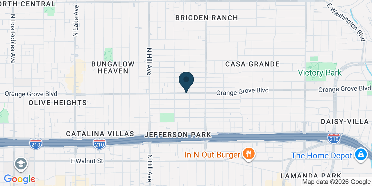 Map showing Pasadena, Los Angeles County, CA