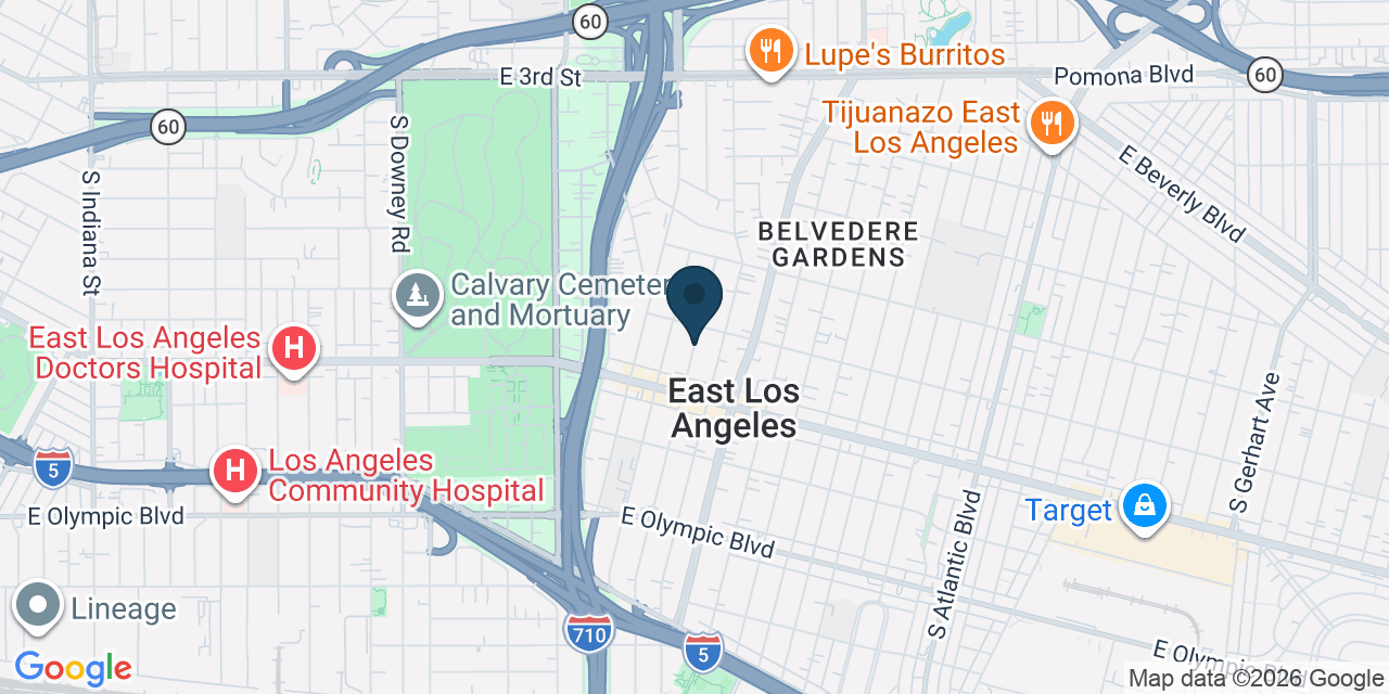 Map showing East Los Angeles, Los Angeles County, CA