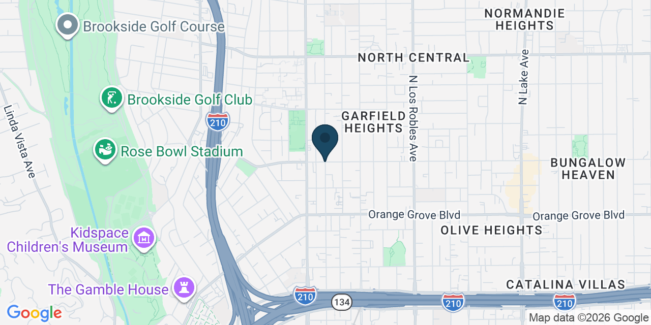 Map showing Pasadena, Los Angeles County, CA
