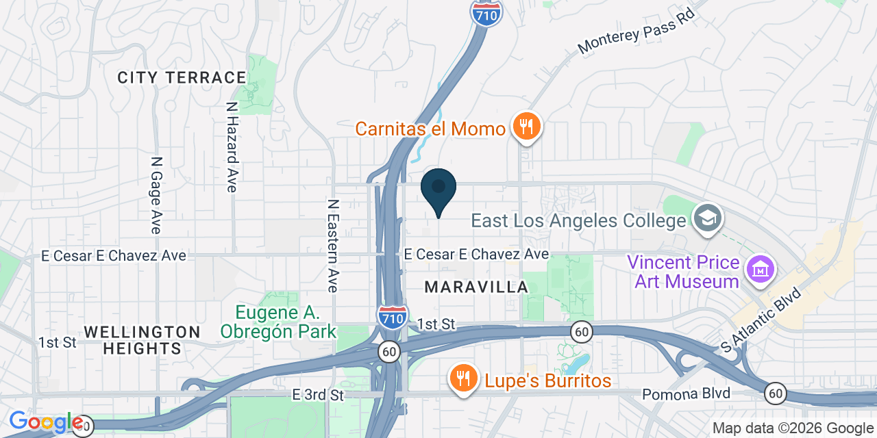 Map showing East Los Angeles, Los Angeles County, CA