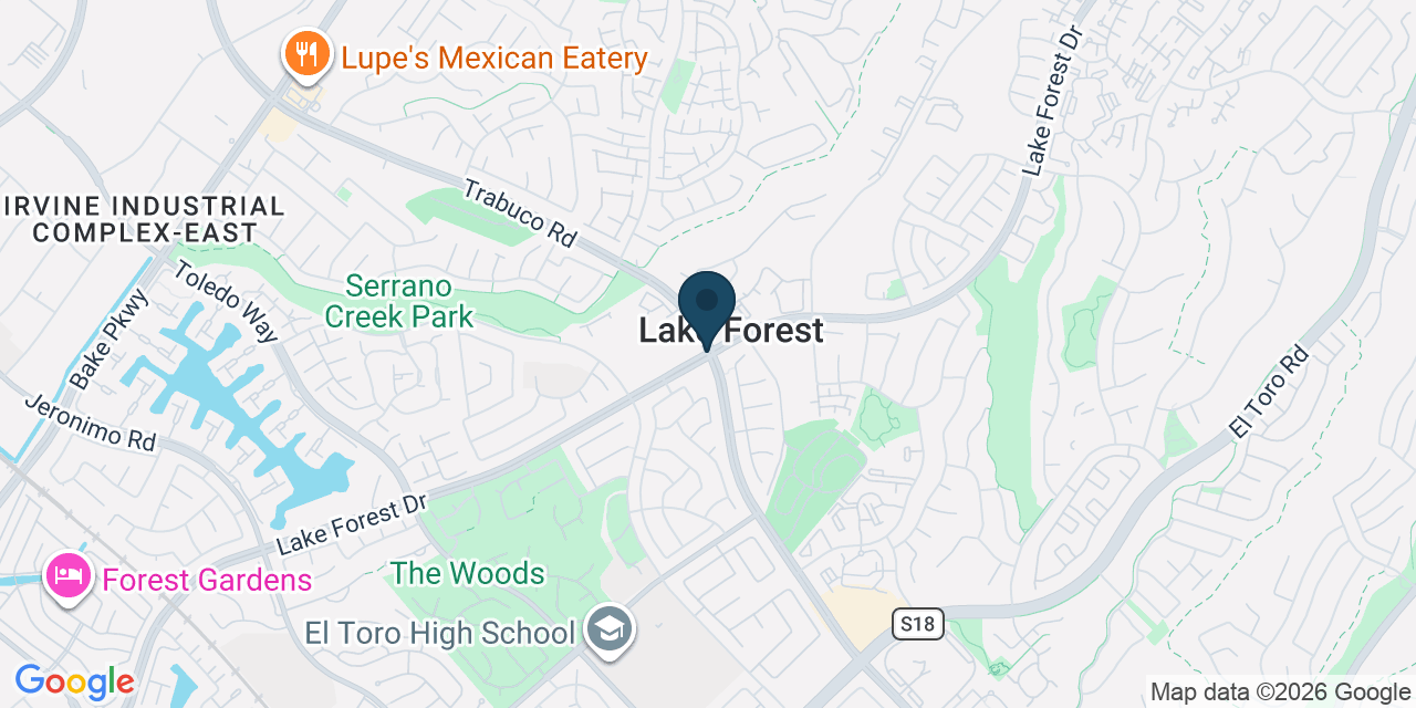Map showing Lake Forest, Orange County, CA