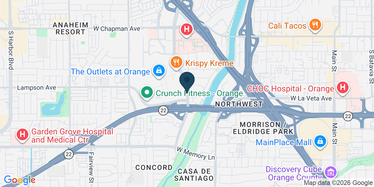 Map showing Orange County, CA