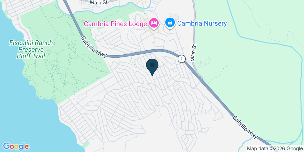 Map showing Cambria, San Luis Obispo County, CA