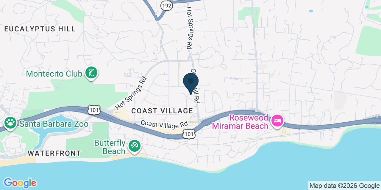 Map showing Montecito, Santa Barbara County, CA