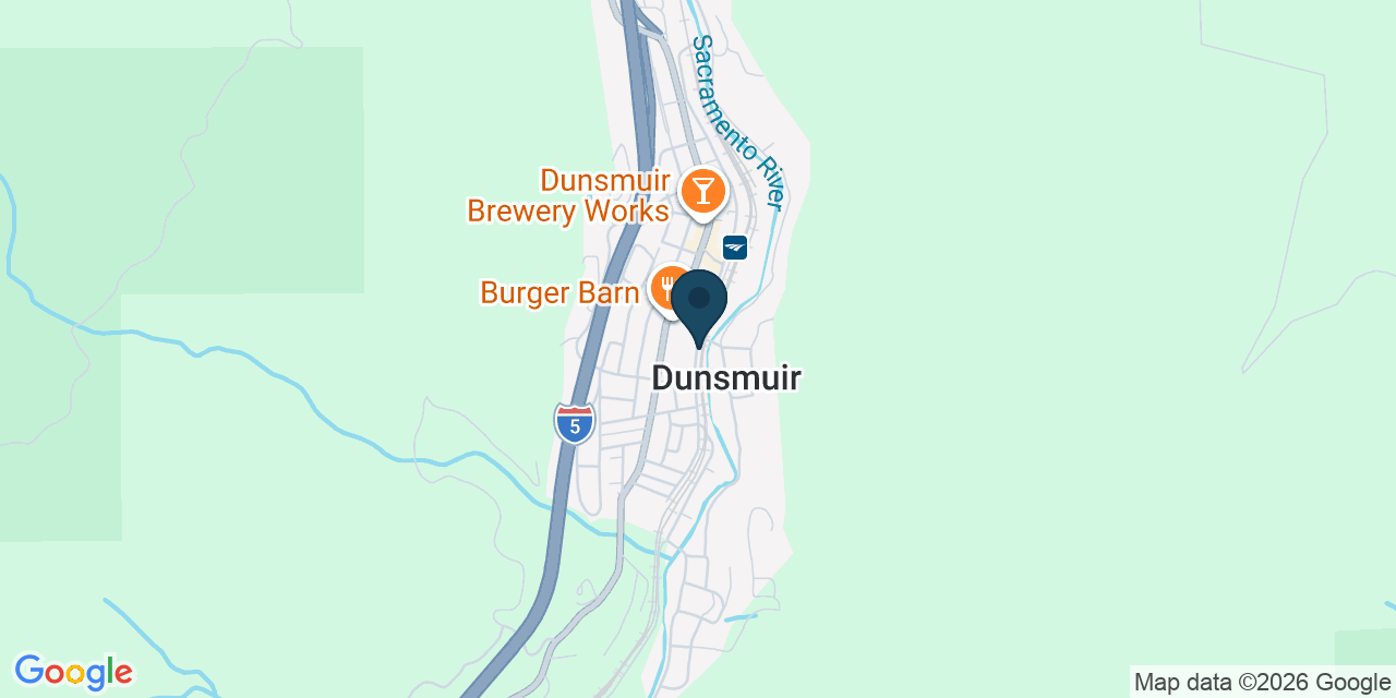 Map showing Dunsmuir, Siskiyou County, CA
