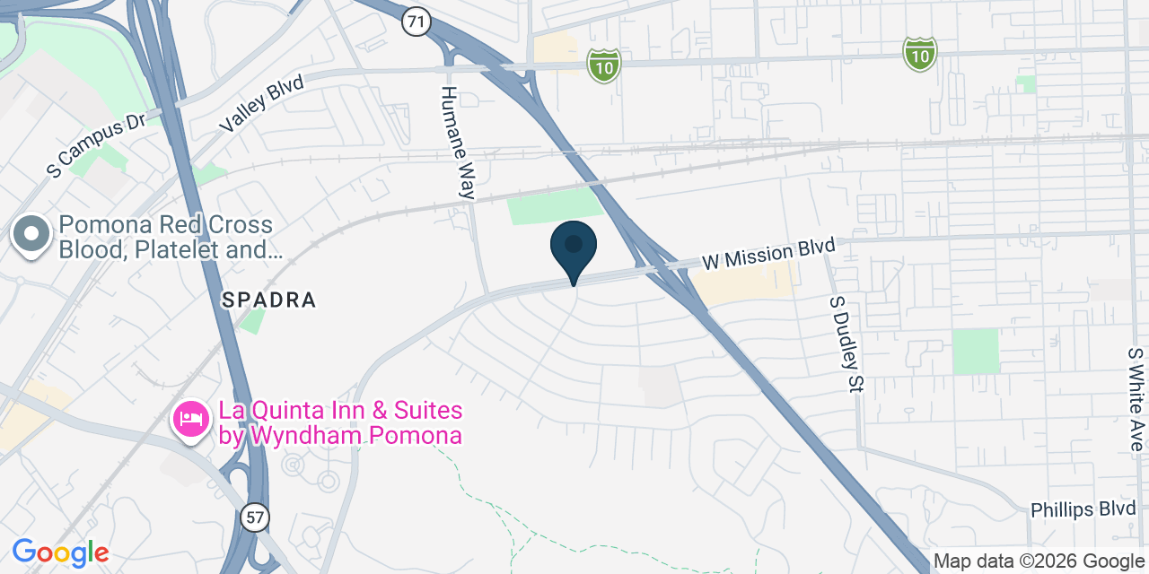 Map showing Pomona, Los Angeles County, CA