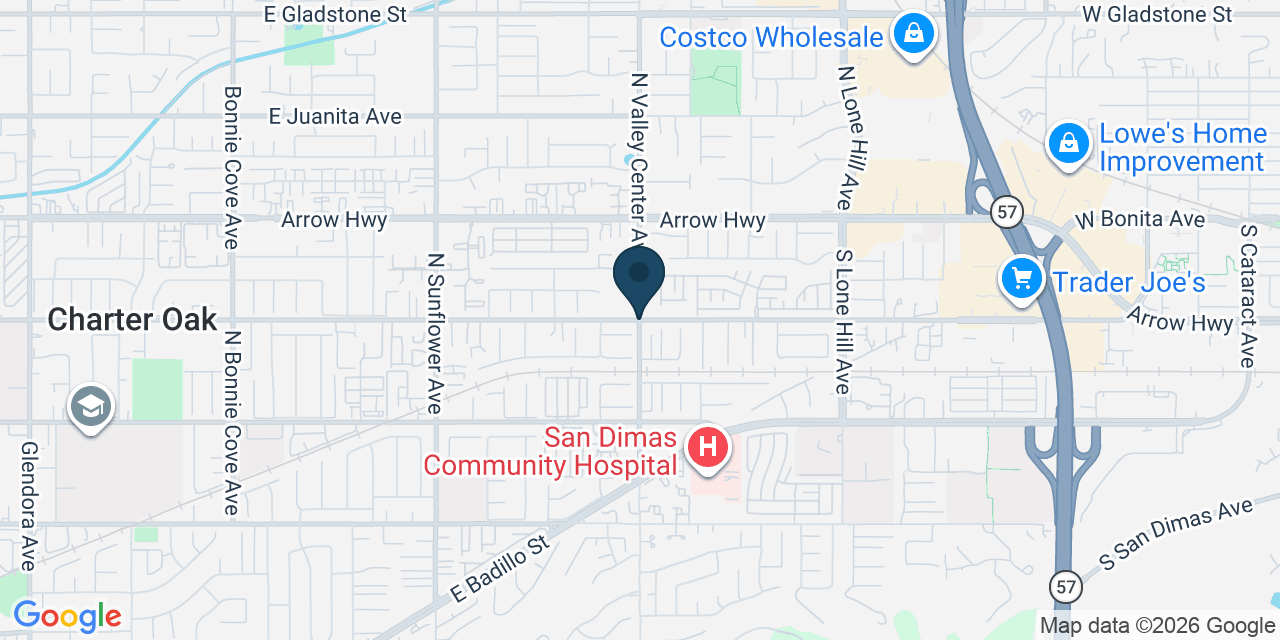Map showing Charter Oak, Los Angeles County, CA