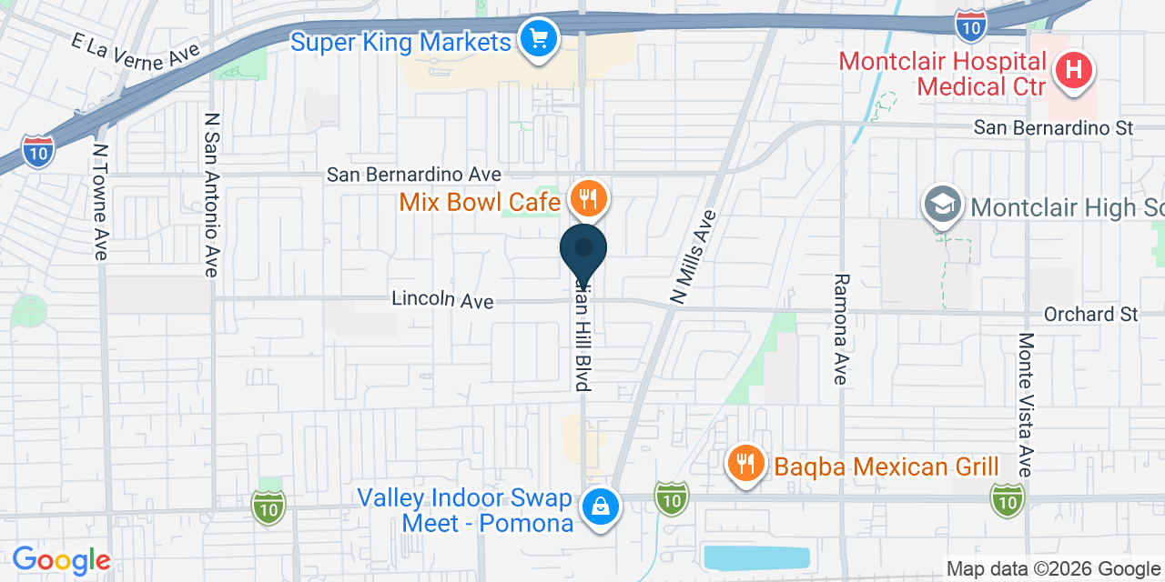 Map showing Pomona, Los Angeles County, CA