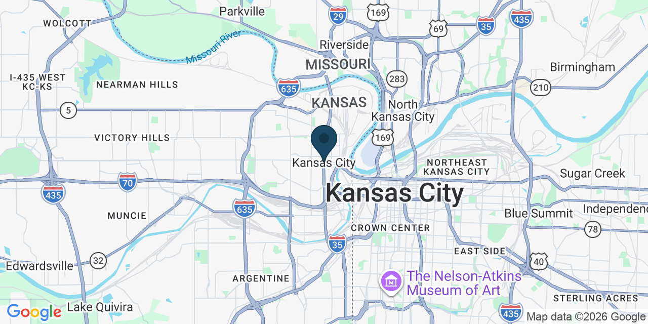 Map showing Kansas City, Wyandotte County, KS