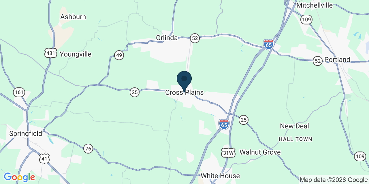 Map showing Cross Plains, Robertson County, TN