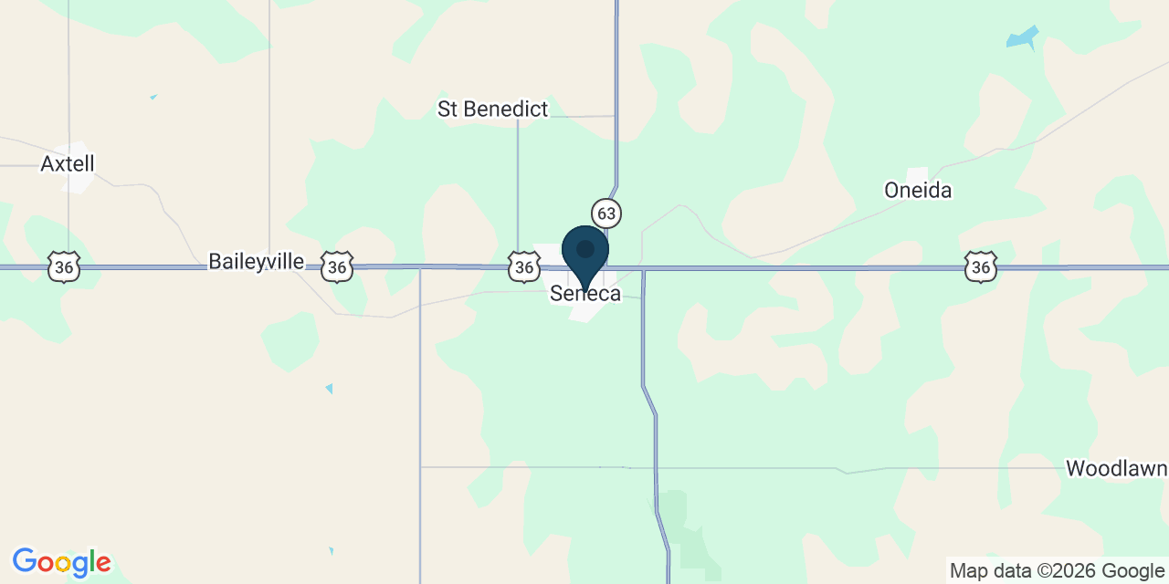 Map showing Seneca, Nemaha County, KS