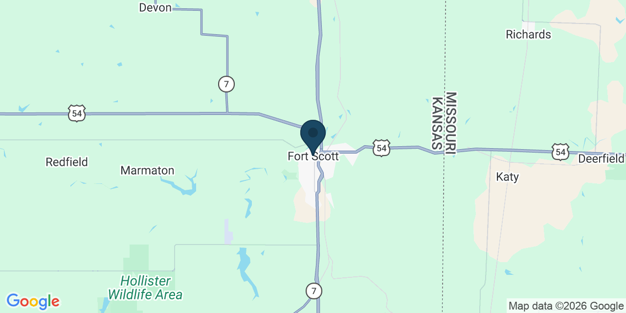 Map showing Fort Scott, Bourbon County, KS