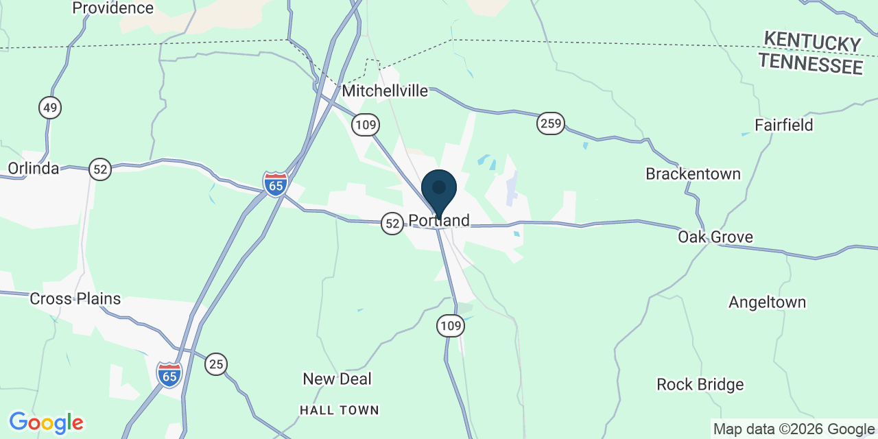 Map showing Portland, Sumner County, TN