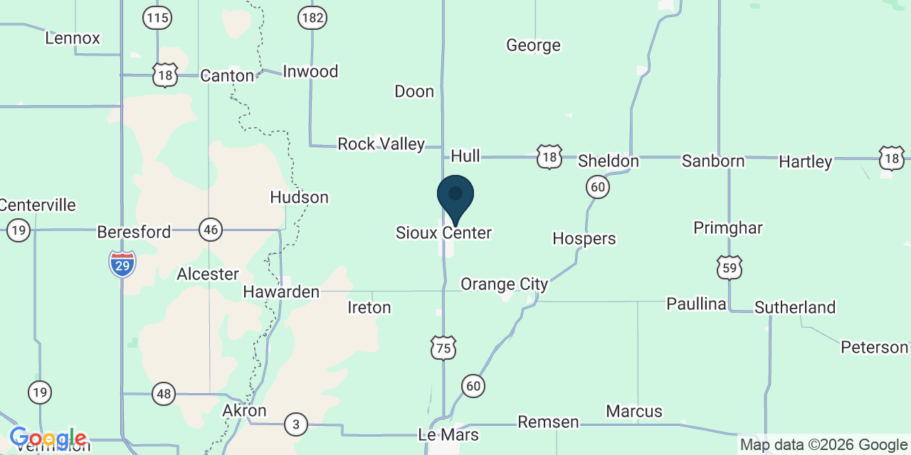 Map showing Sioux County, IA