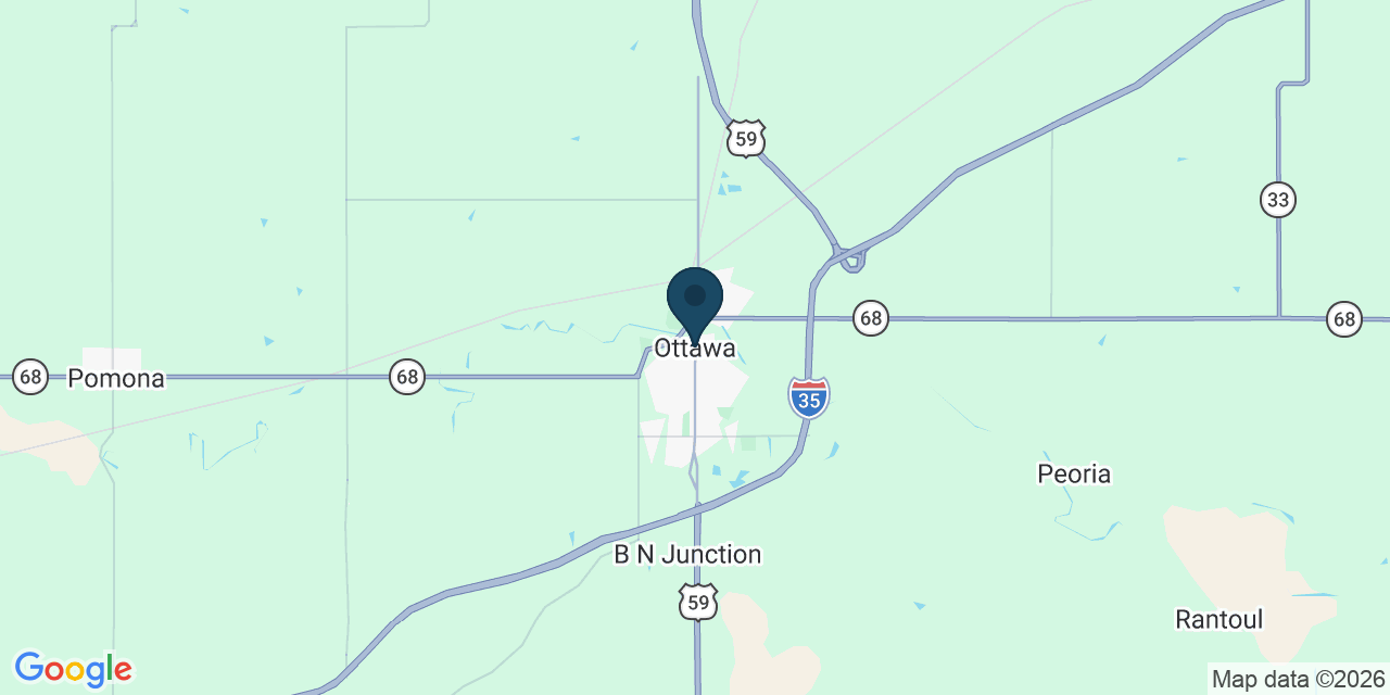 Map showing Ottawa, Franklin County, KS