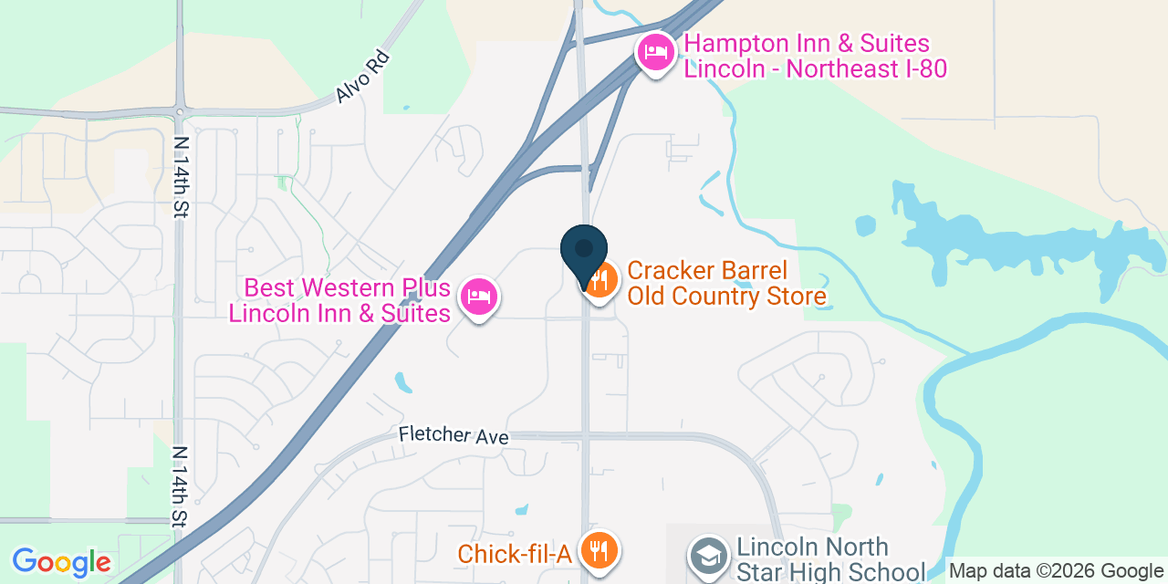 Map showing Lincoln, Lancaster County, NE