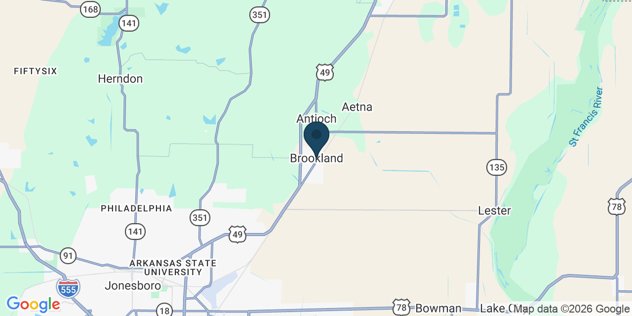 Map showing Brookland, Craighead County, AR