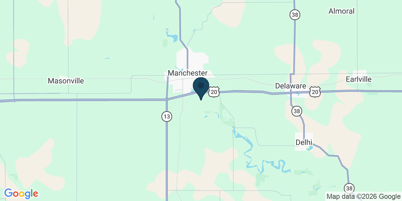 Map showing Dubuque, Delaware County, IA