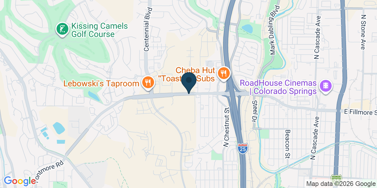 Map showing Colorado Springs, El Paso County, CO
