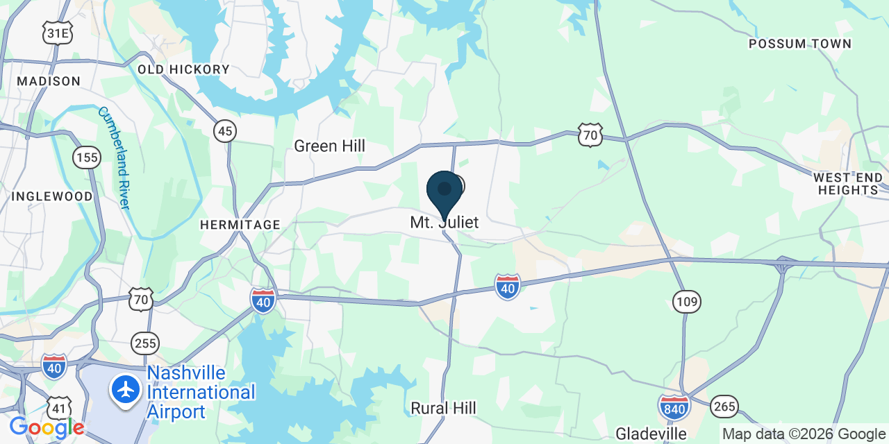 Map showing Mt. Juliet, Wilson County, TN