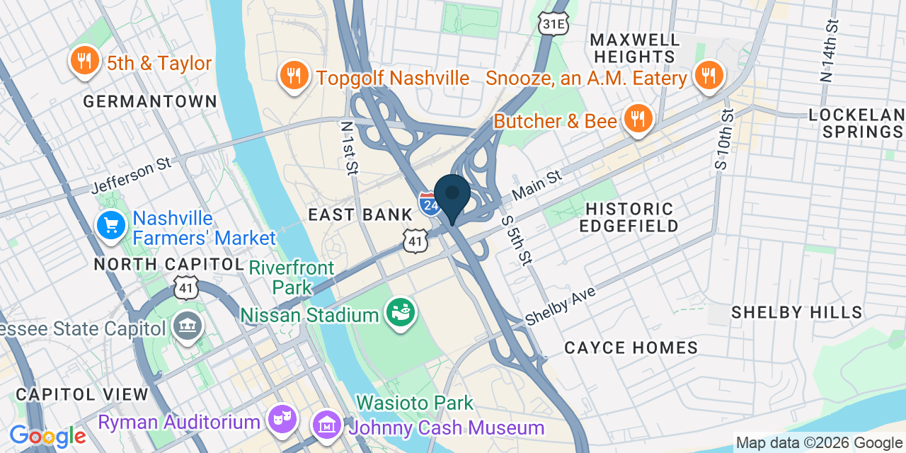 Map showing Nashville, Davidson County, TN