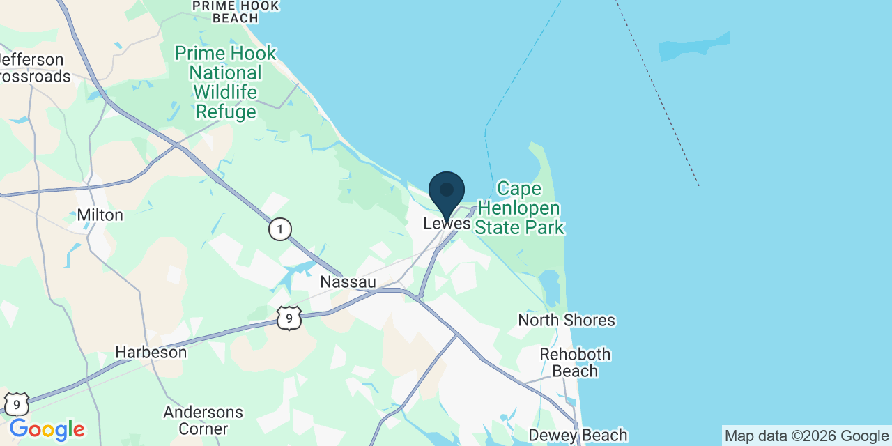 Map showing Lewes, Sussex County, DE