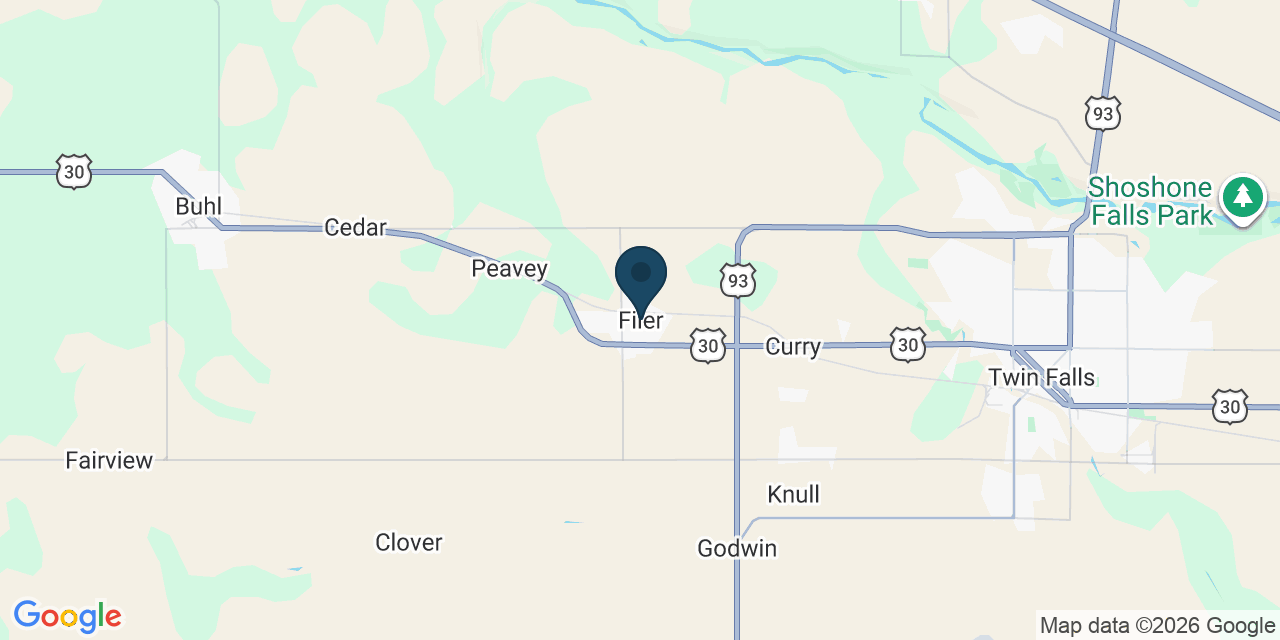 Map showing Filer, Twin Falls County, ID