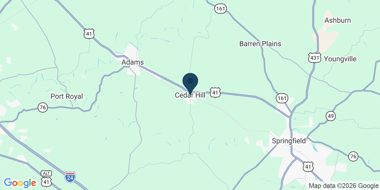 Map showing Cedar Hill, Robertson County, TN