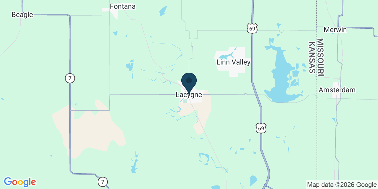 Map showing La Cygne, Linn County, KS