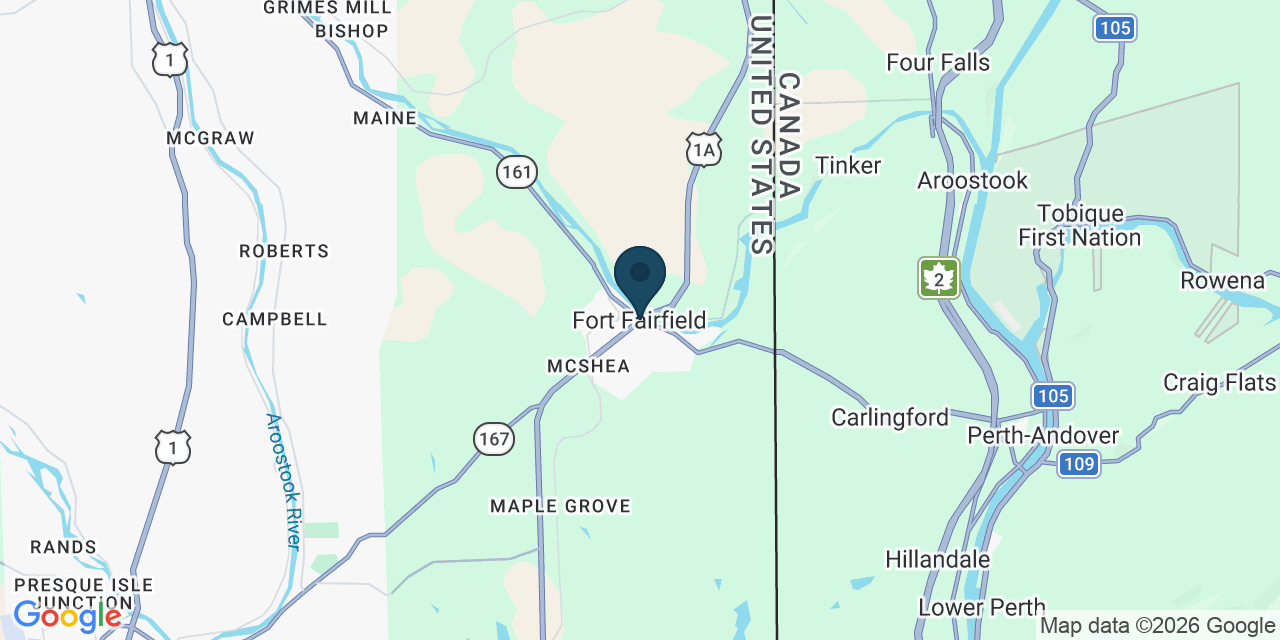 Map showing Fort Fairfield, Aroostook County, ME