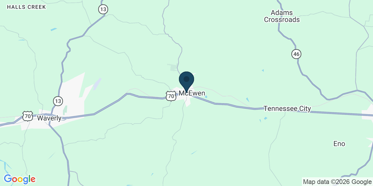 Map showing McEwen, Humphreys County, TN