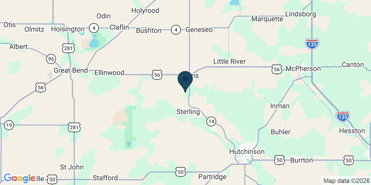 Map showing Rice County, KS