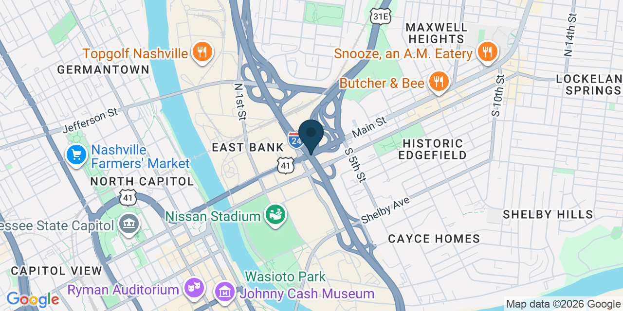 Map showing Nashville, Davidson County, TN