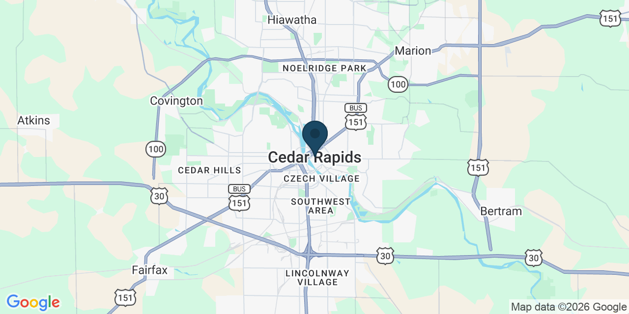 Map showing Cedar Rapids, Linn County, IA