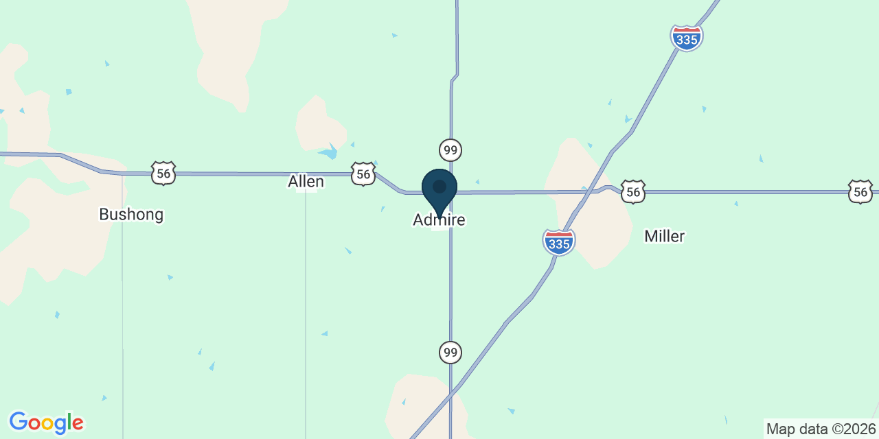 Map showing Admire, Lyon County, KS