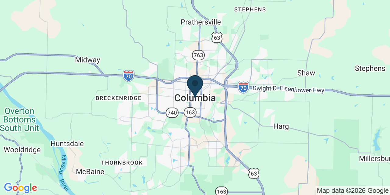Map showing Columbia, Boone County, MO