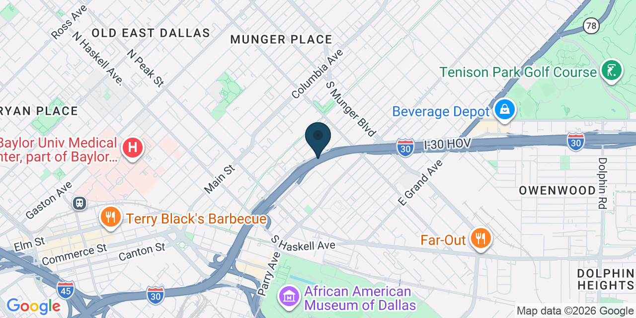 Map showing Dallas County, TX