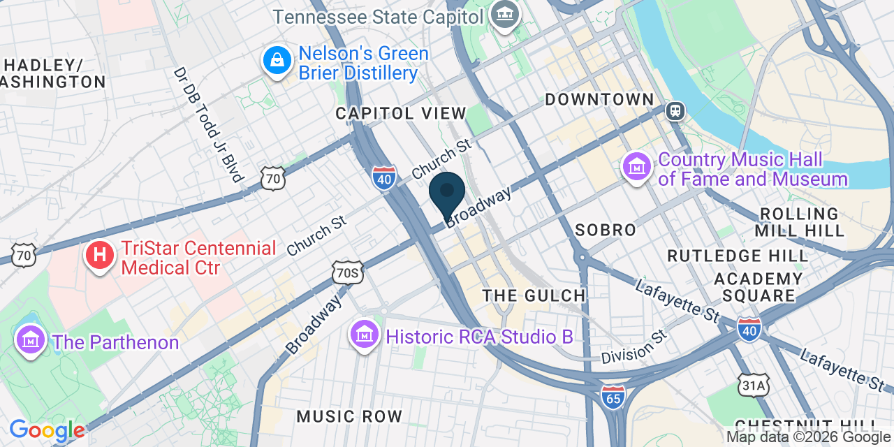 Map showing Nashville, Davidson County, TN