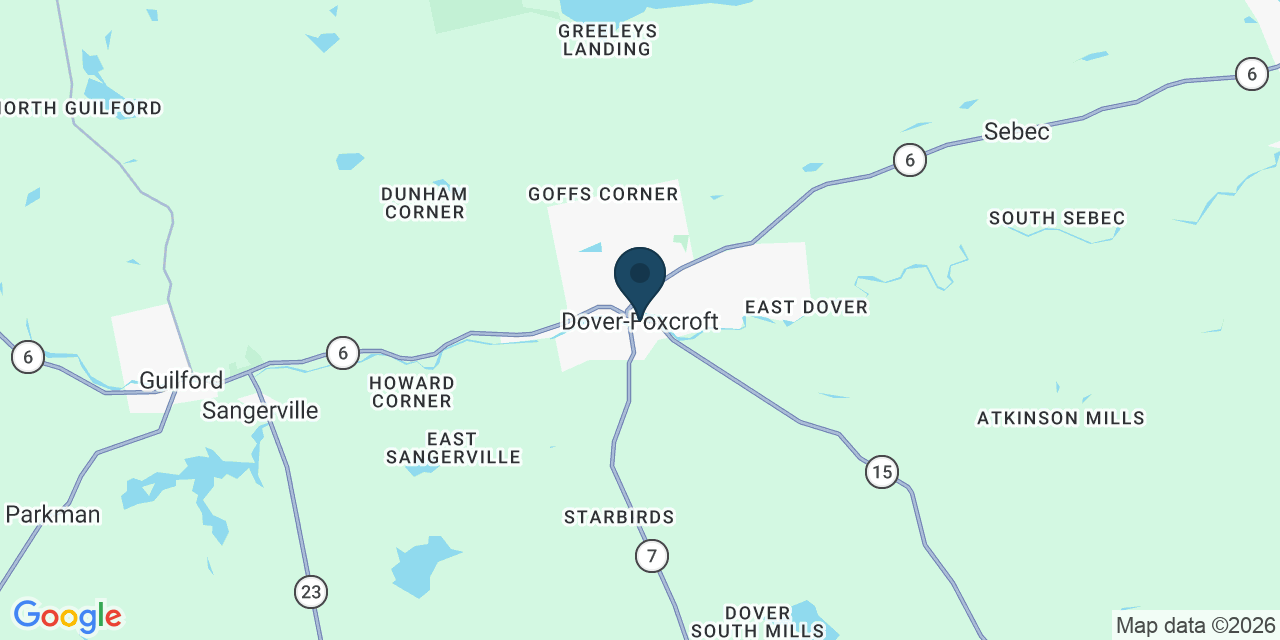Map showing Dover-Foxcroft, Piscataquis County, ME
