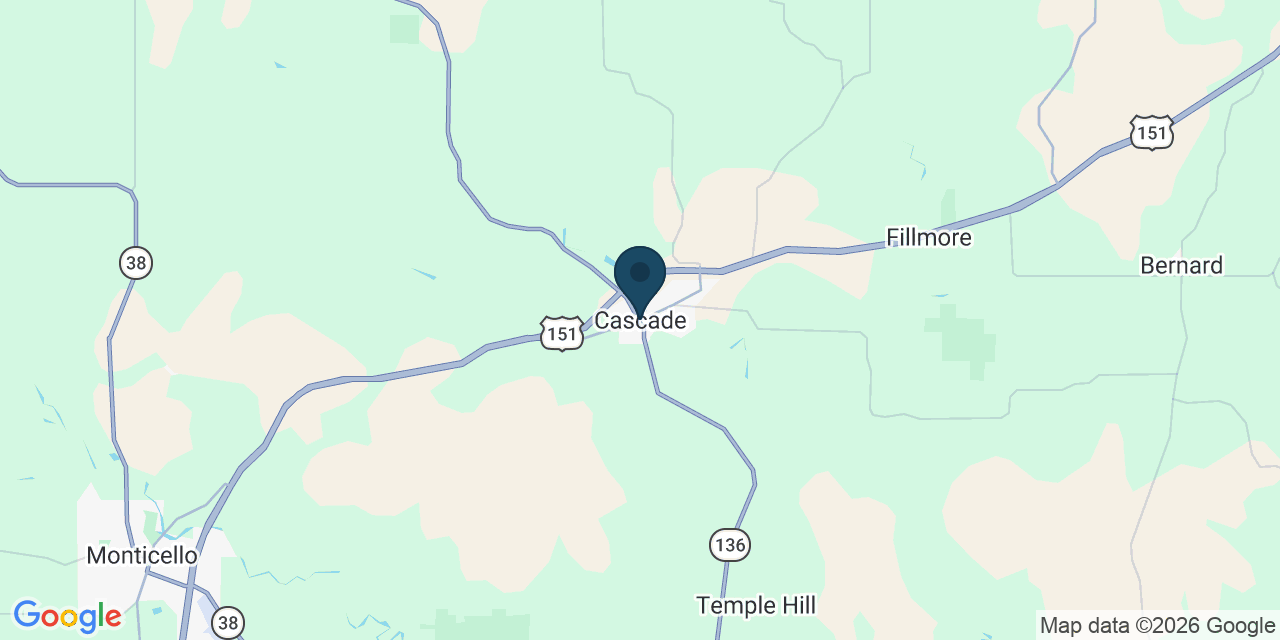 Map showing Cascade, Dubuque County, IA