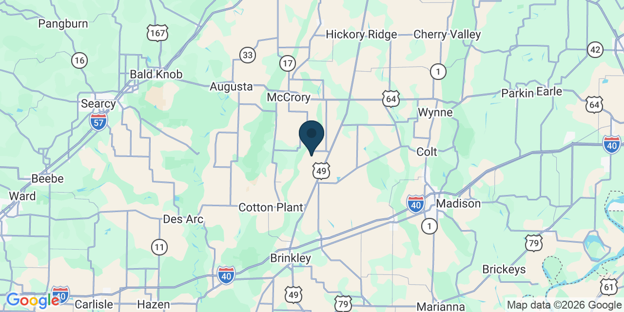 Map showing Woodruff County, AR