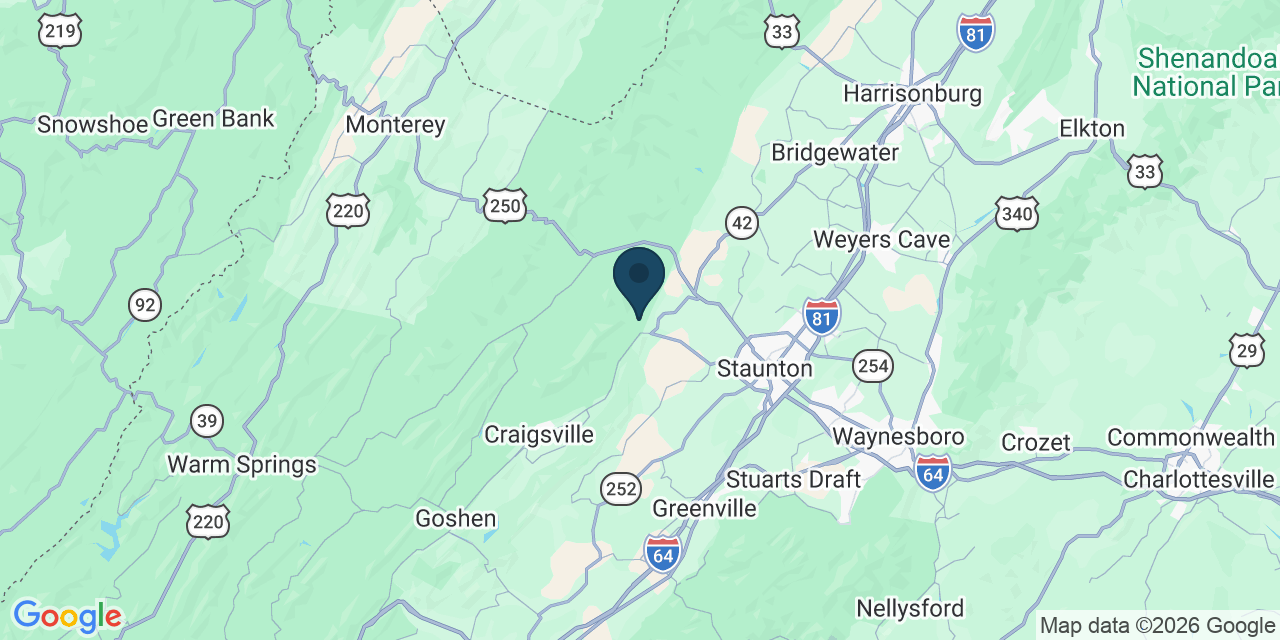 Map showing Augusta County, VA