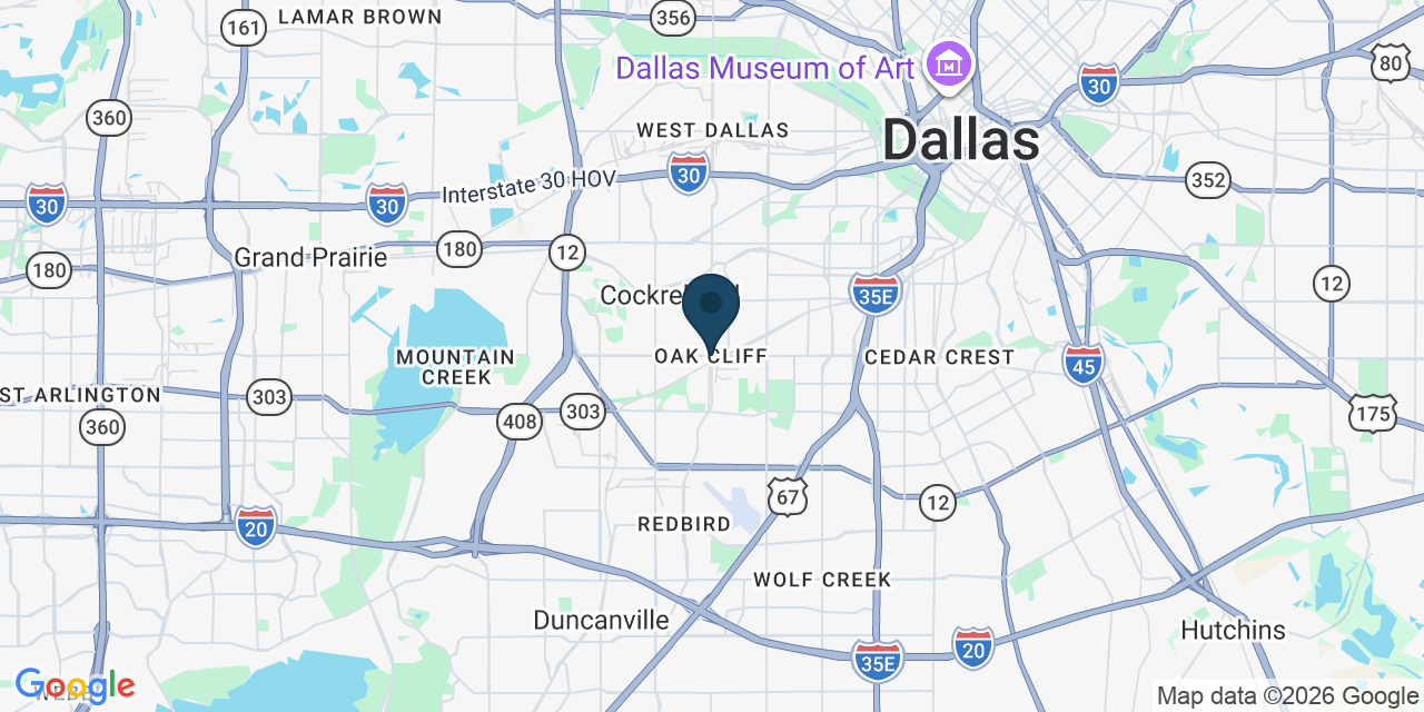 Map showing Oak Cliff, Dallas County, TX