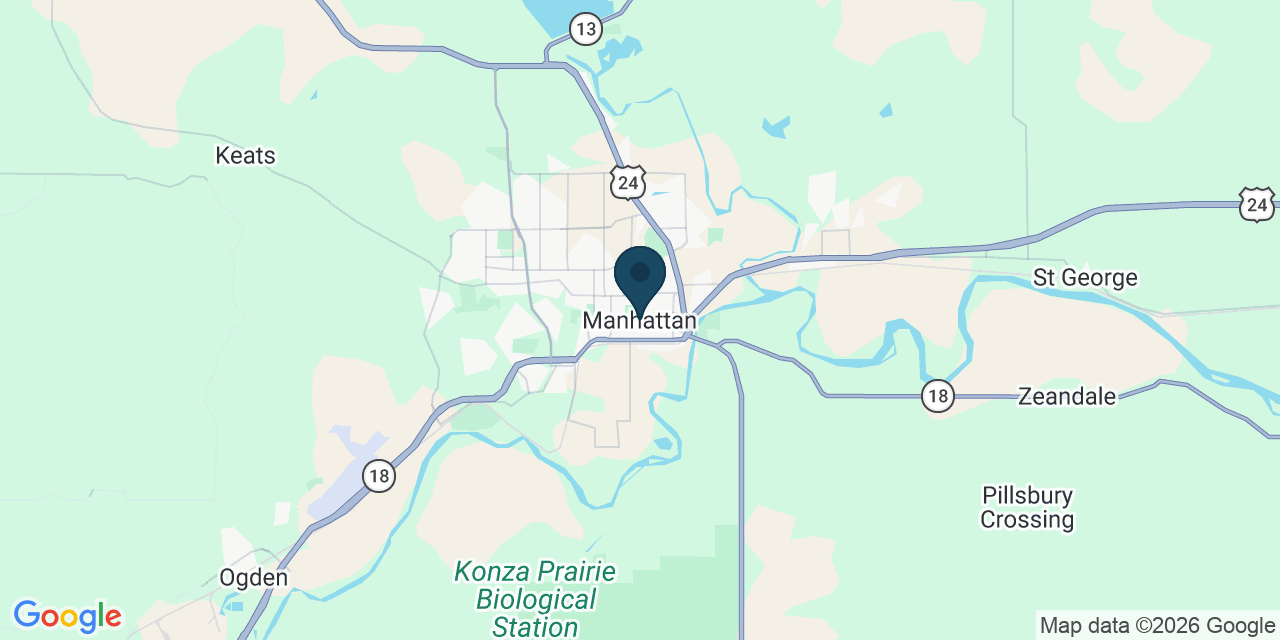 Map showing Manhattan, Riley County, KS
