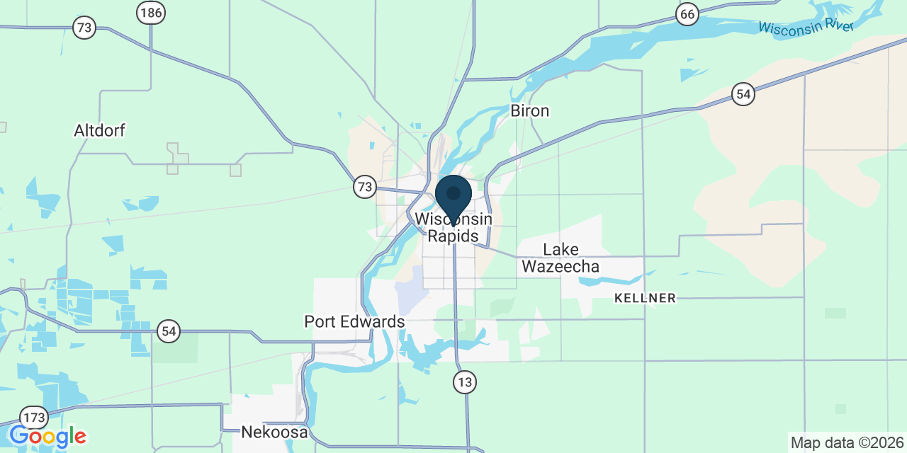 Map showing Wisconsin Rapids, Wood County, WI